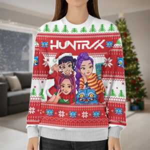 Christmas Huntrix Kpop Demon Hunters anime christmas sweater 1 PersonalizedShirts.net
