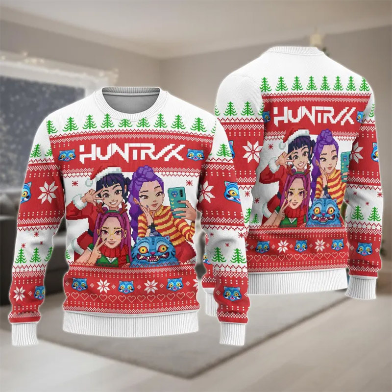 Christmas Huntrix Kpop Demon Hunters Anime Christmas Sweater Christmas Huntrix Kpop Demon Hunters Anime Christmas Sweater