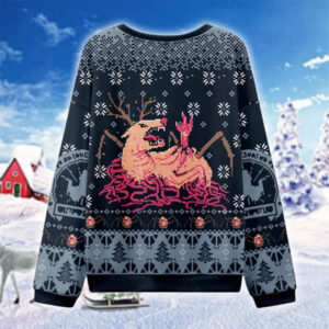 Creepy Reindeer Monster Ugly Christmas Sweater