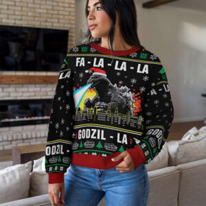 Fa La La Godzilla funny ugly christmas sweater 1 PersonalizedShirts.net