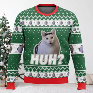 Huh Cat Meme Funniest Ugly Christmas Sweater