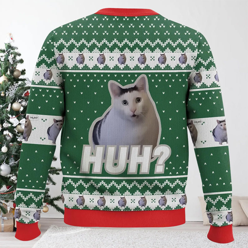 Huh Cat Meme Funniest Ugly Christmas Sweater Huh Cat Meme Funniest Ugly Christmas Sweater