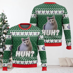 Huh Cat Meme Funniest Ugly Christmas Sweater