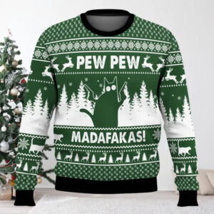 Madafakas Shooter Cat Meme Funny Ugly Christmas Sweater Madafakas Shooter Cat Meme Funny Ugly Christmas Sweater