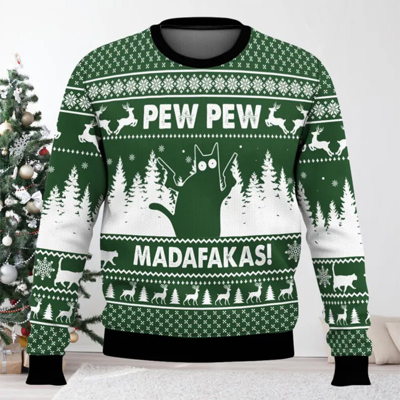 Madafakas Shooter Cat Meme Funny Ugly Christmas Sweater Madafakas Shooter Cat Meme Funny Ugly Christmas Sweater