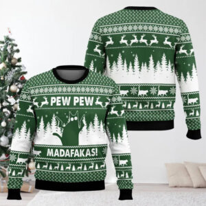 Madafakas Shooter Cat Meme Funny Ugly Christmas Sweater Madafakas Shooter Cat Meme Funny Ugly Christmas Sweater
