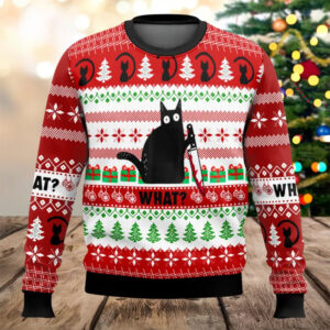 What The Killer Cat Meme Funniest Ugly Christmas Sweater What The Killer Cat Meme Funniest Ugly Christmas Sweater