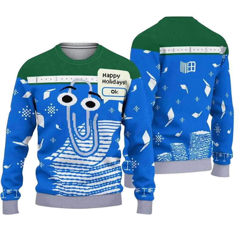 Windows Clippy Happy Holidays Vintage Christmas Sweater Windows Clippy Happy Holidays Vintage Christmas Sweater