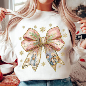 Christmas Coquette Bow Christian Bible Verse T-shirt Christmas Coquette Bow Christian Bible Verse T-shirt