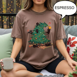 Christmas Tree And Cats Comfort Colors Shirt 1 PersonalizedShirts.net