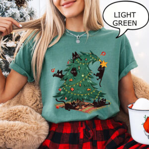 Christmas Tree And Cats Comfort Colors Shirt 3 PersonalizedShirts.net