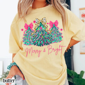 Colorful Christmas Trees Merry And Bright Comfort Colors Shirt Colorful Christmas Trees Merry And Bright Comfort Colors Shirt