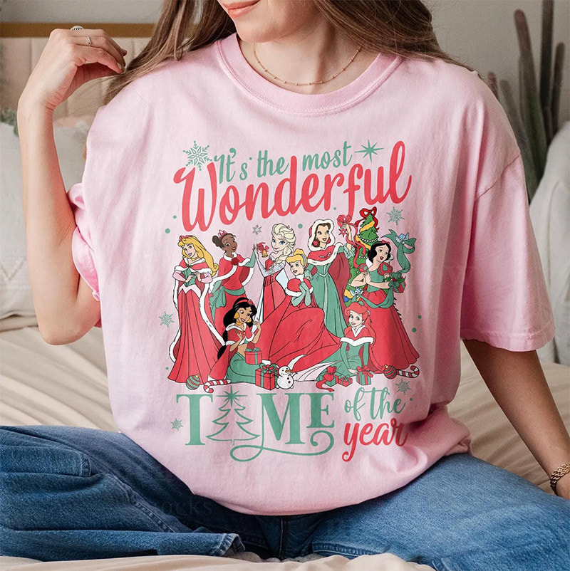 Disney Princess Christmas Comfort Colors Shirt Disney Princess Christmas Comfort Colors Shirt