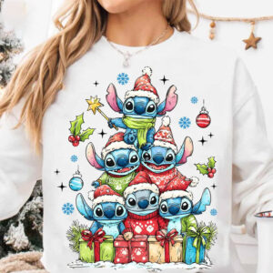 Christmas Tree Cartoon Movie Characters, Blue Monster Xmas Tee