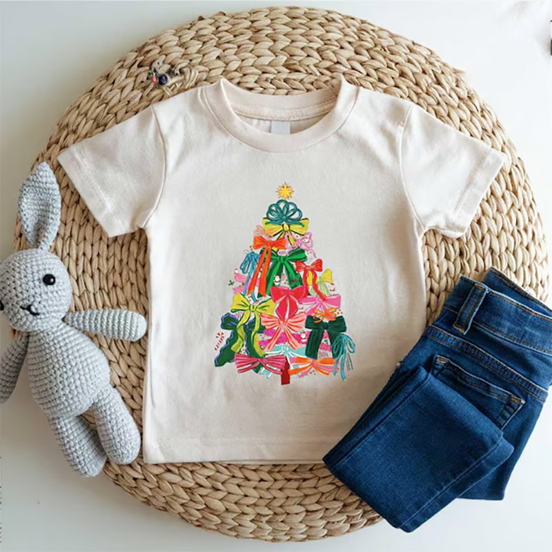 Christmas Toddler, Coquette Bow Christmas Tree Tee Christmas Toddler, Coquette Bow Christmas Tree Tee