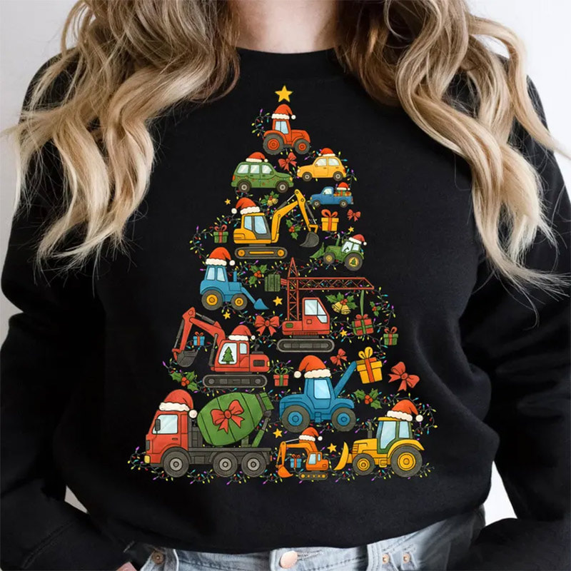 Construction Truck Christmas, Christmas Tree Cars Shirt Construction Truck Christmas, Christmas Tree Cars Shirt