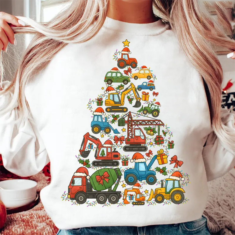 Construction Truck Christmas, Christmas Tree Cars Shirt Construction Truck Christmas, Christmas Tree Cars Shirt