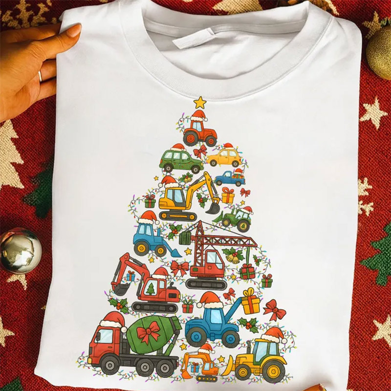 Construction Truck Christmas, Christmas Tree Cars Shirt Construction Truck Christmas, Christmas Tree Cars Shirt