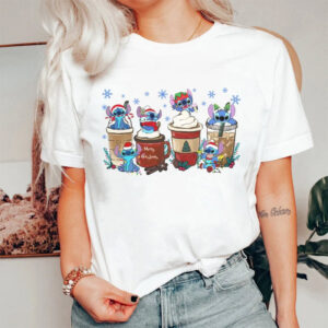Cute Stitch And Angel Coffee Tea Disney Xmas Shirt Cute Stitch And Angel Coffee Tea Disney Xmas Shirt