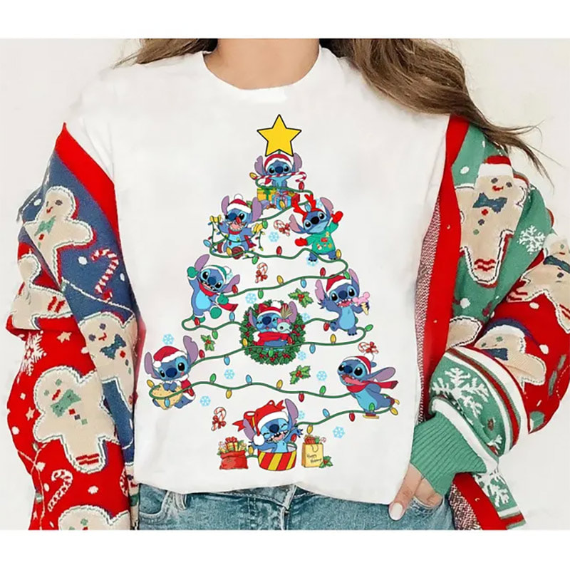 Disney Lilo And Stitch Christmas Lights Tree Stitch Santa Xmas Shirt Disney Lilo And Stitch Christmas Lights Tree Stitch Santa Xmas Shirt