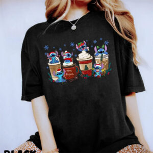Cute Stitch And Angel Coffee Tea Disney Xmas Shirt Cute Stitch And Angel Coffee Tea Disney Xmas Shirt