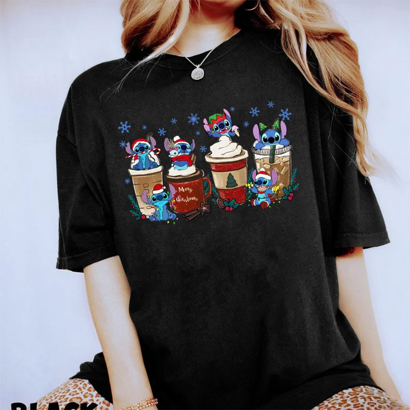 Cute Stitch And Angel Coffee Tea Disney Xmas Shirt Cute Stitch And Angel Coffee Tea Disney Xmas Shirt