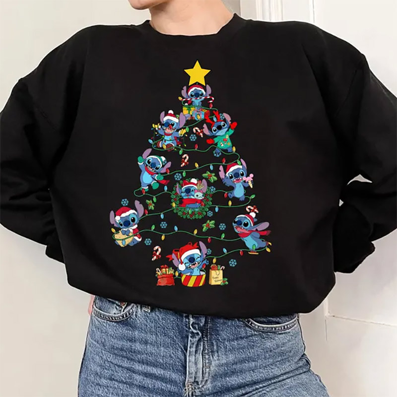 Disney Lilo And Stitch Christmas Lights Tree Stitch Santa Xmas Shirt Disney Lilo And Stitch Christmas Lights Tree Stitch Santa Xmas Shirt