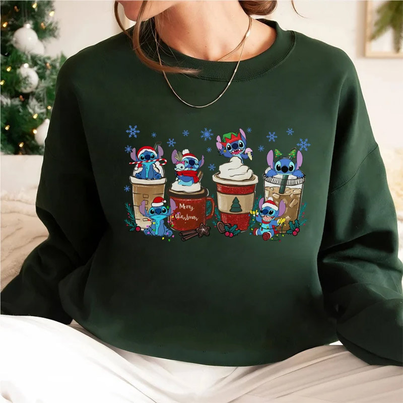 Cute Stitch And Angel Coffee Tea Disney Xmas Shirt Cute Stitch And Angel Coffee Tea Disney Xmas Shirt
