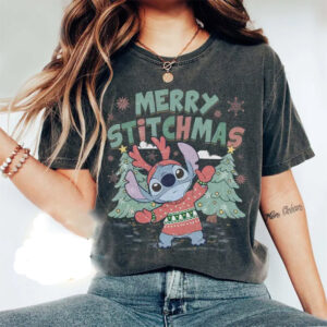 Merry Stitchmas, Disney Stitch Christmas Comfort Colors Tee PersonalizedShirts.net