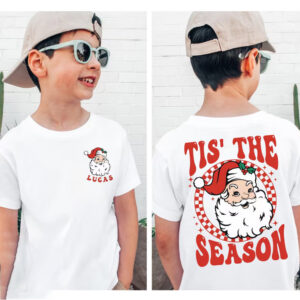 Personalized Tis The Season Santa Christmas 2 sided Shirt 1 PersonalizedShirts.net (1)