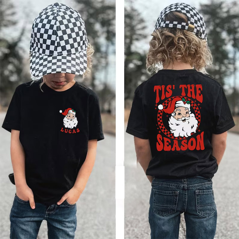Personalized Tis The Season Santa Christmas 2-sided Shirt Personalized Tis The Season Santa Christmas 2-sided Shirt