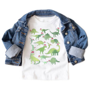 Santa Hat Dinosaurs Holiday Christmas Shirt PersonalizedShirts.net