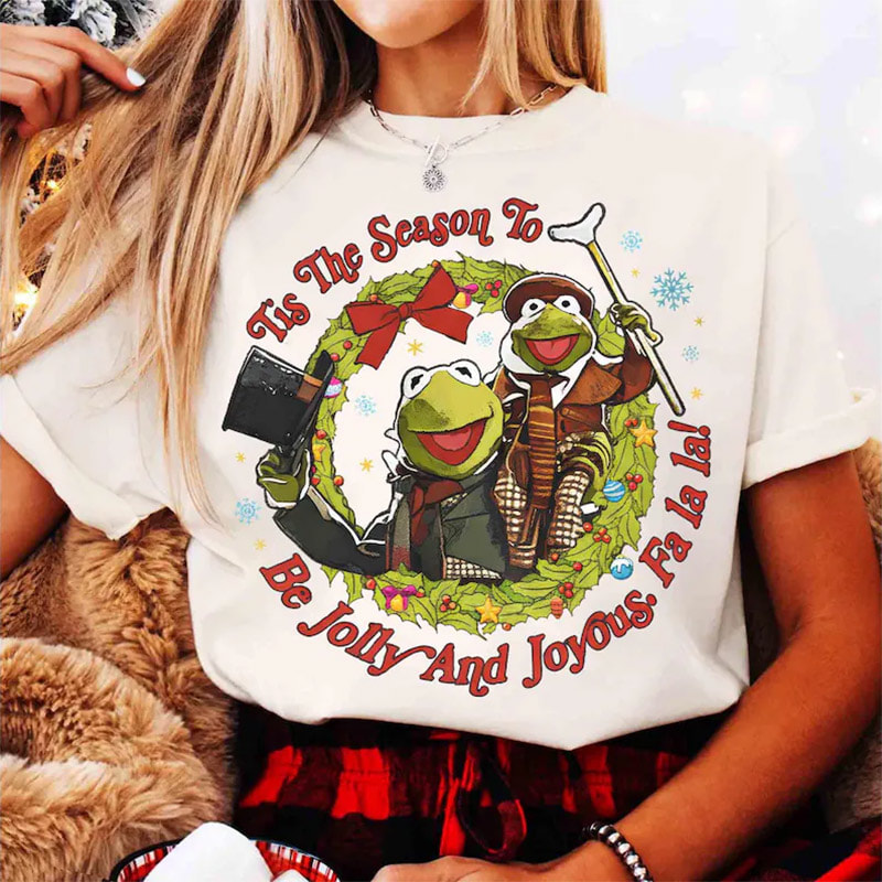 Tis The Season To Be Jolly And Joyous, Frog And Tiny Tim Comfort Colors Tee Tis The Season To Be Jolly And Joyous, Frog And Tiny Tim Comfort Colors Tee