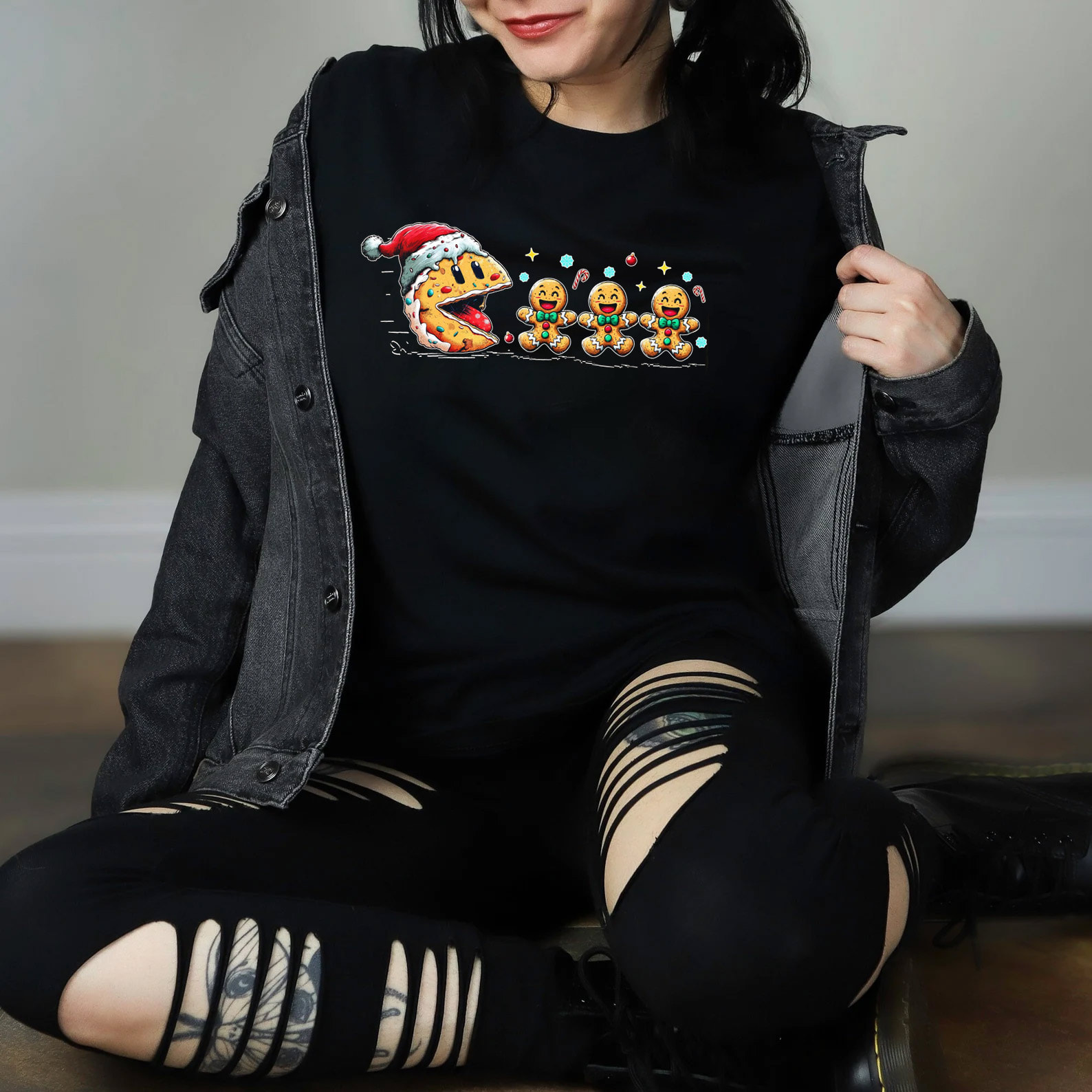 Funny Gingerbread Cookie Christmas Pacman Shirt Funny Gingerbread Cookie Christmas Pacman Shirt