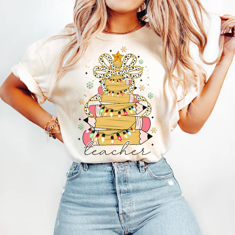 Christmas Pencil Tree Teacher Xmas Gift Comfort Colors Shirt Christmas Pencil Tree Teacher Xmas Gift Comfort Colors Shirt