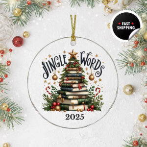 Custom Jingle Words Christmas Bookish Ornament