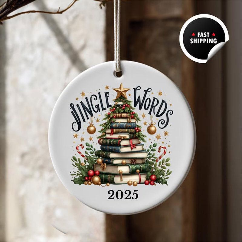 Custom Jingle Words Christmas Bookish Ornament Custom Jingle Words Christmas Bookish Ornament
