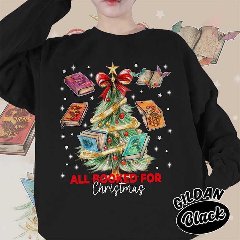 All Booked For Christmas, Holiday Magic Books Comfort Colors Shirt All Booked For Christmas, Holiday Magic Books Comfort Colors Shirt