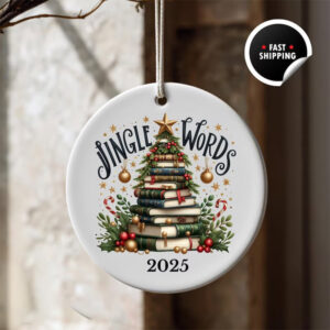 Custom Jingle Words Christmas Bookish Ornament 2 PersonalizedShirts.net