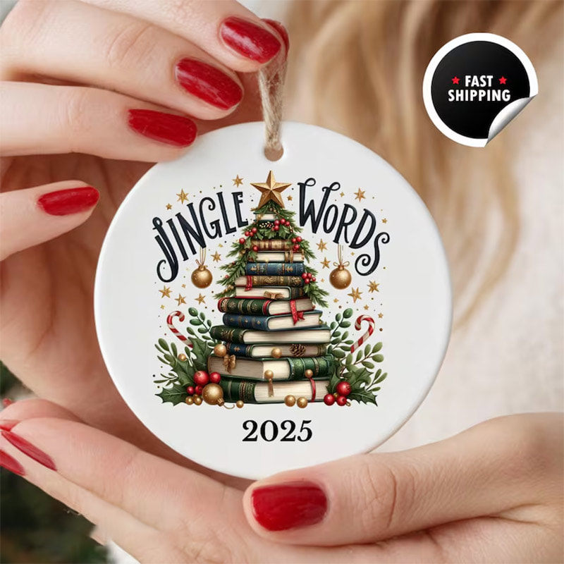 Custom Jingle Words Christmas Bookish Ornament Custom Jingle Words Christmas Bookish Ornament