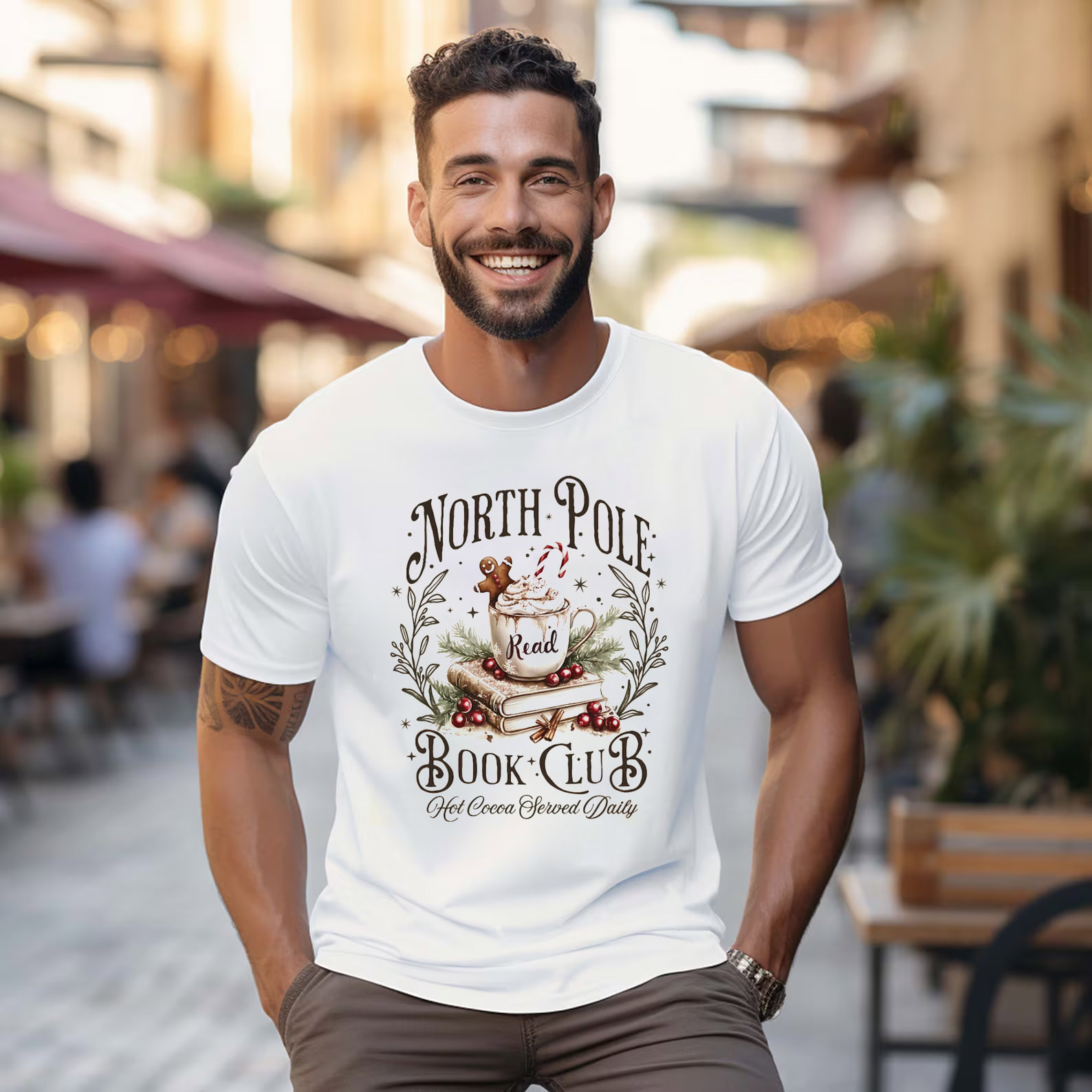 North Pole Book Club Christmas Bookish Tee North Pole Book Club Christmas Bookish Tee