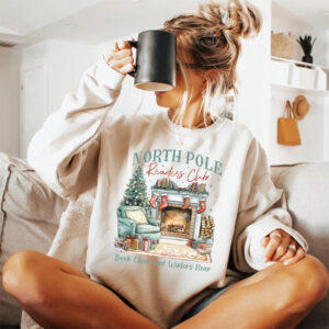 Vintage North Pole Readers Club Christmas Vibes Tee Vintage North Pole Readers Club Christmas Vibes Tee