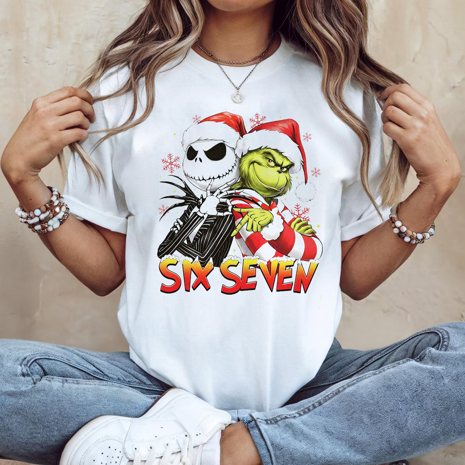 Six Seven Meme Christmas Couples Grinch And Jack Skellington Shirt Six Seven Meme Christmas Couples Grinch And Jack Skellington Shirt