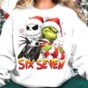 Six Seven Meme Christmas Couples Grinch And Jack Skellington Shirt