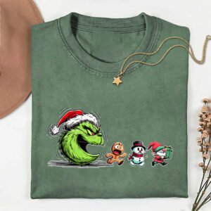 Funny Grinchmas Pacman Eating Santa Merry Grinchmas Comfort Colors Shirt PersonalizedShirts.net