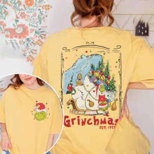 Grinch Christmas Tree, Grinchmas EST.1957 2-sided Comfort Colors Shirt Grinch Christmas Tree, Grinchmas EST.1957 2-sided Comfort Colors Shirt