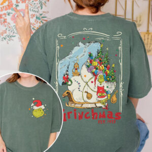 Grinch Christmas Tree, Grinchmas EST.1957 2-sided Comfort Colors Shirt Grinch Christmas Tree, Grinchmas EST.1957 2-sided Comfort Colors Shirt