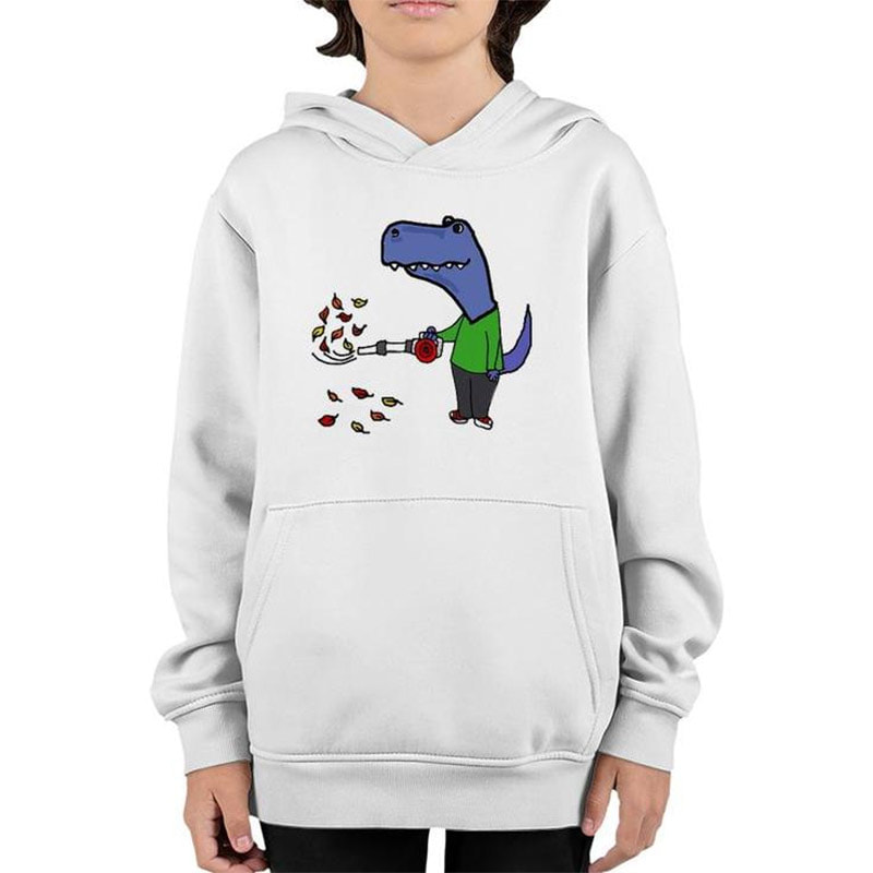 Dinosaur Using Leaf Blower Funny Rex Cartoon Shirt Dinosaur Using Leaf Blower Funny Rex Cartoon Shirt