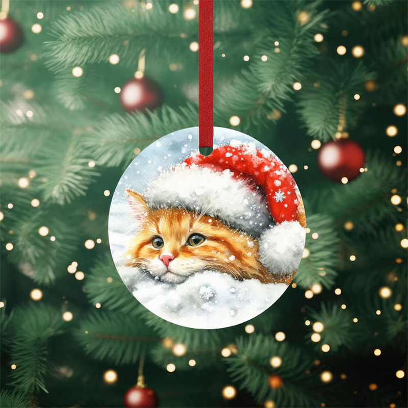 Tabby Cat Orange Holiday Ornament Tabby Cat Orange Holiday Ornament