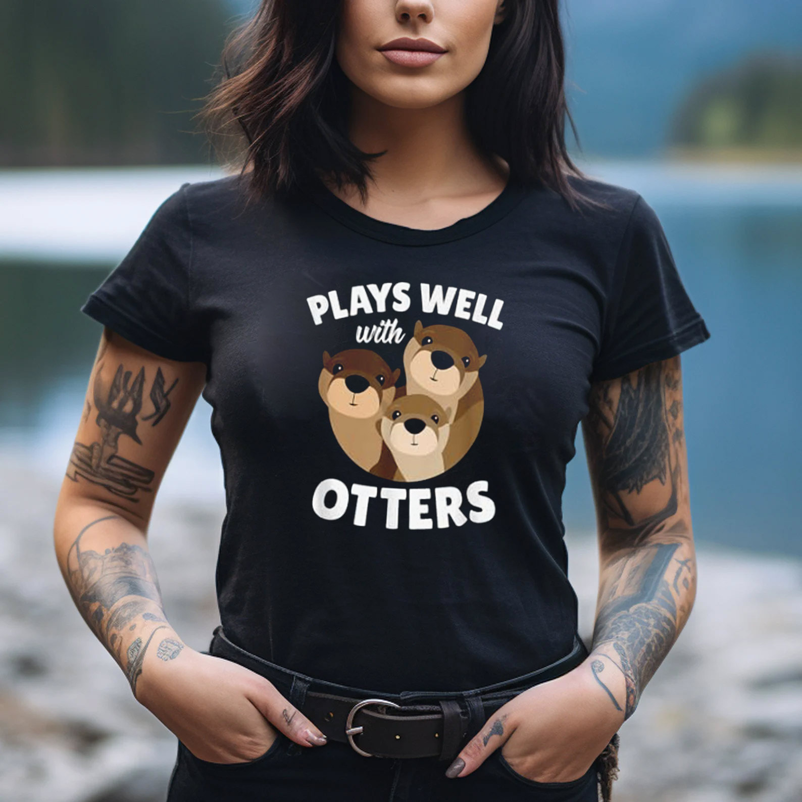 Plays Well With Otters Funny Otter Pun Shirt Plays Well With Otters Funny Otter Pun Shirt